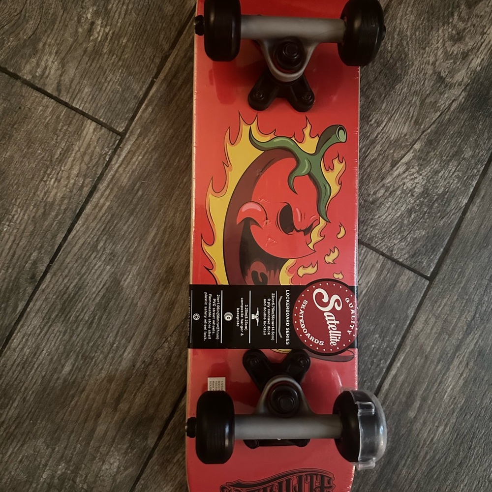 Kids Skateboard with Fiery Red Design